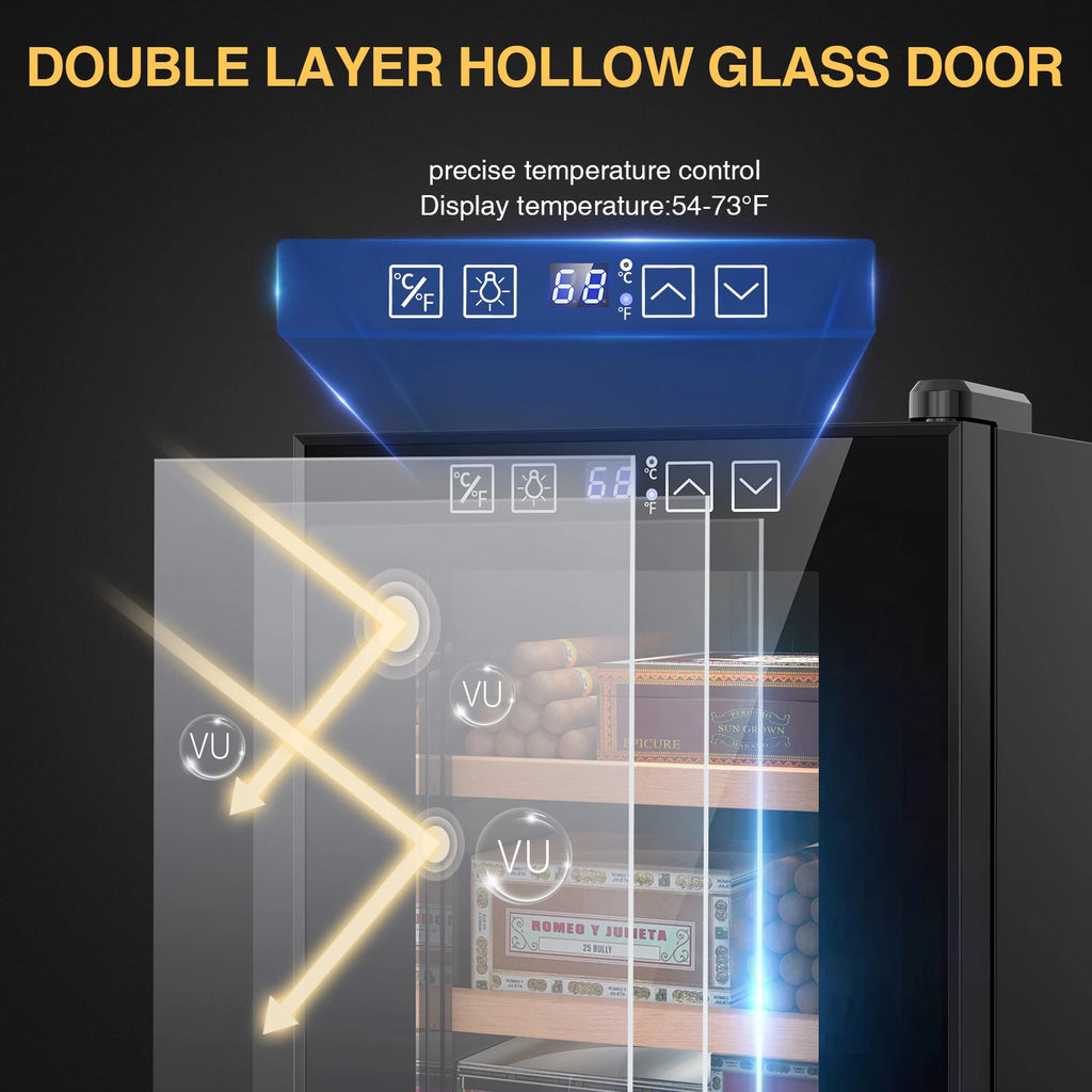 35L Electric Cigar Cooler Humidor Cabinet – Spanish Cedar Shelves & Drawer | Adjustable 54°–74°F | ~250 Cigar Capacity