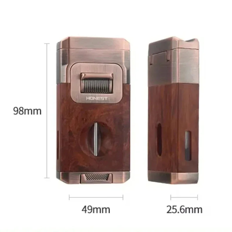 Dual-Jet Cigar Torch Lighter with Built-In V-Cutter
